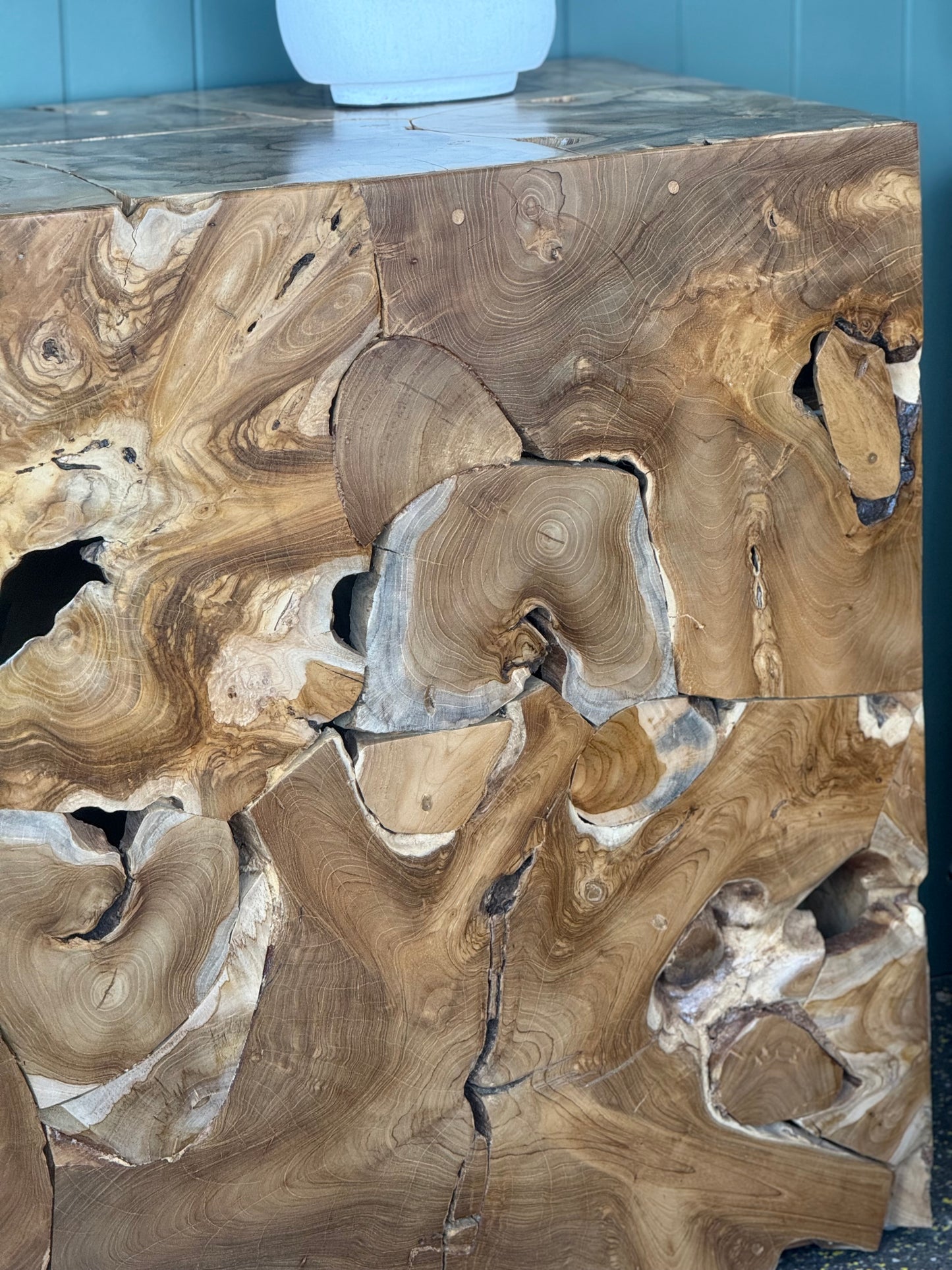 Accent Teak Slice Console Table