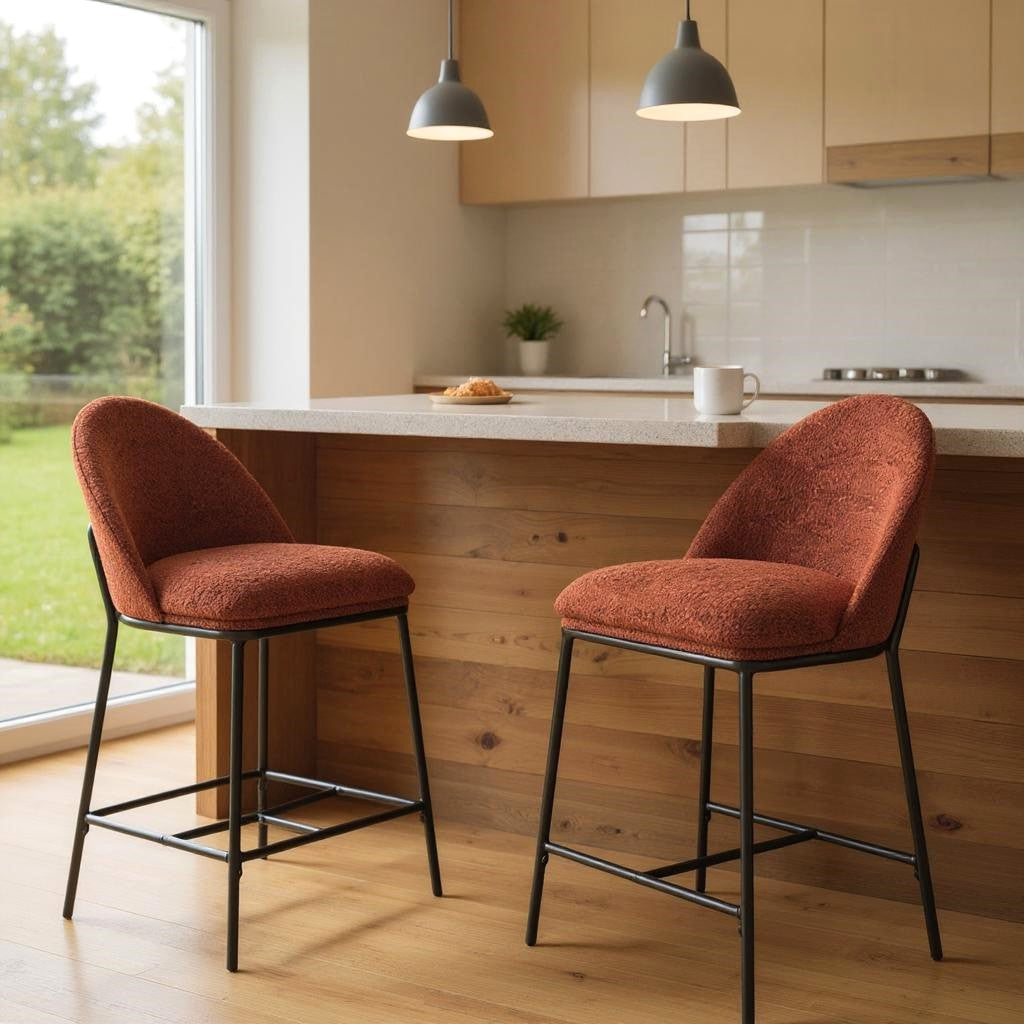 Oslo Bar Stool Set of 2-Terracotta