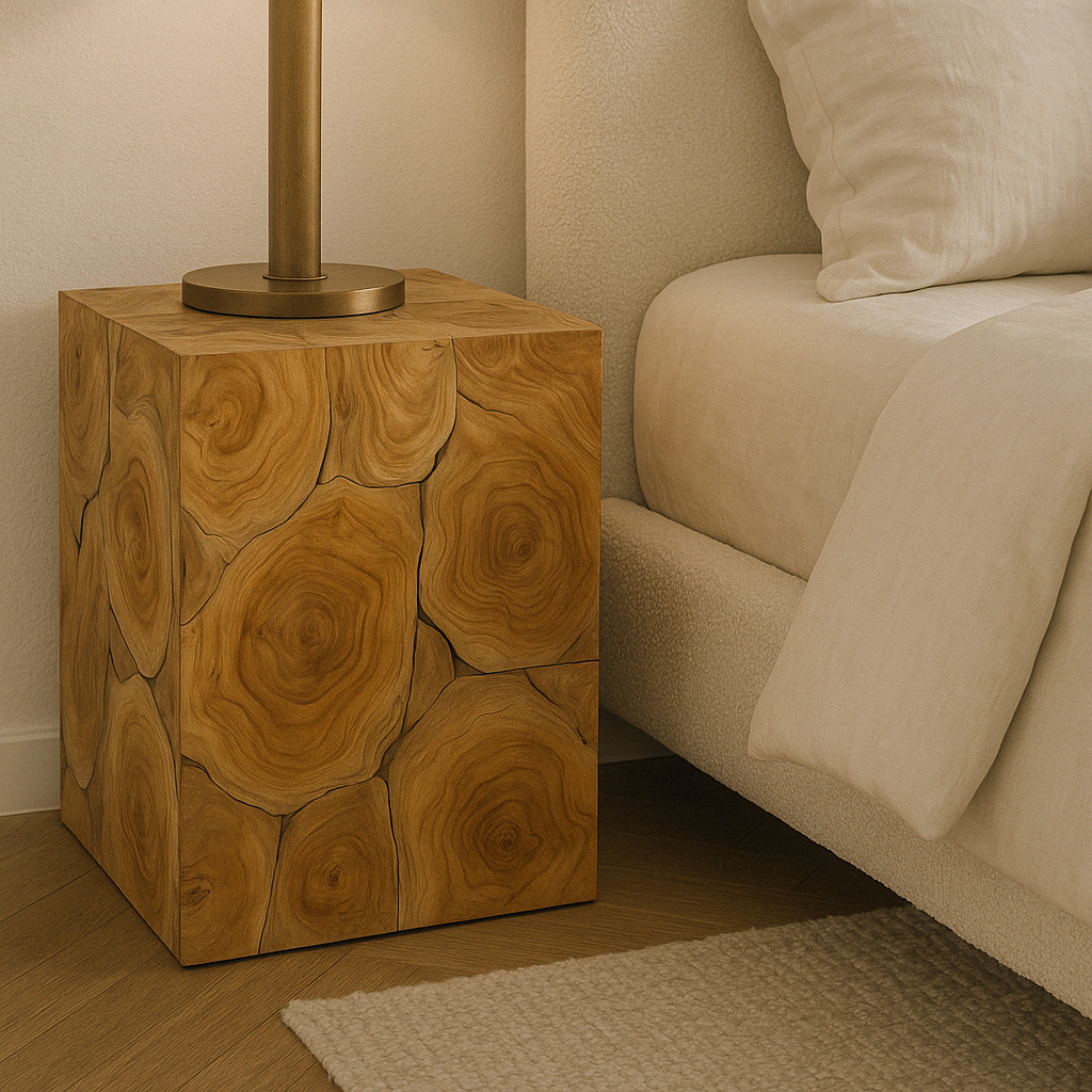 Accent Teak Slice Table Cube