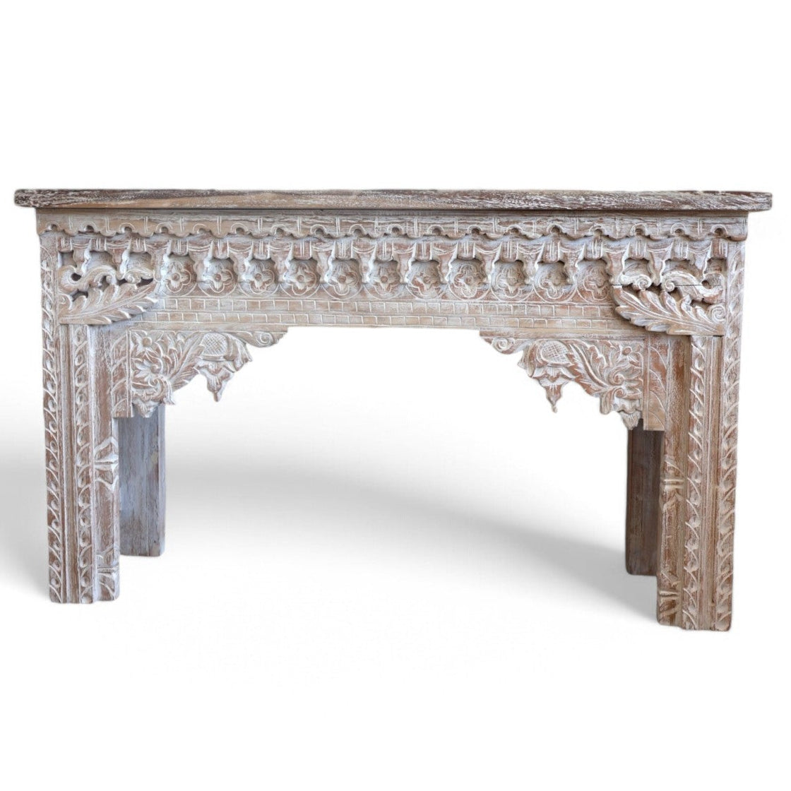 Devi Carved Wood Console Table