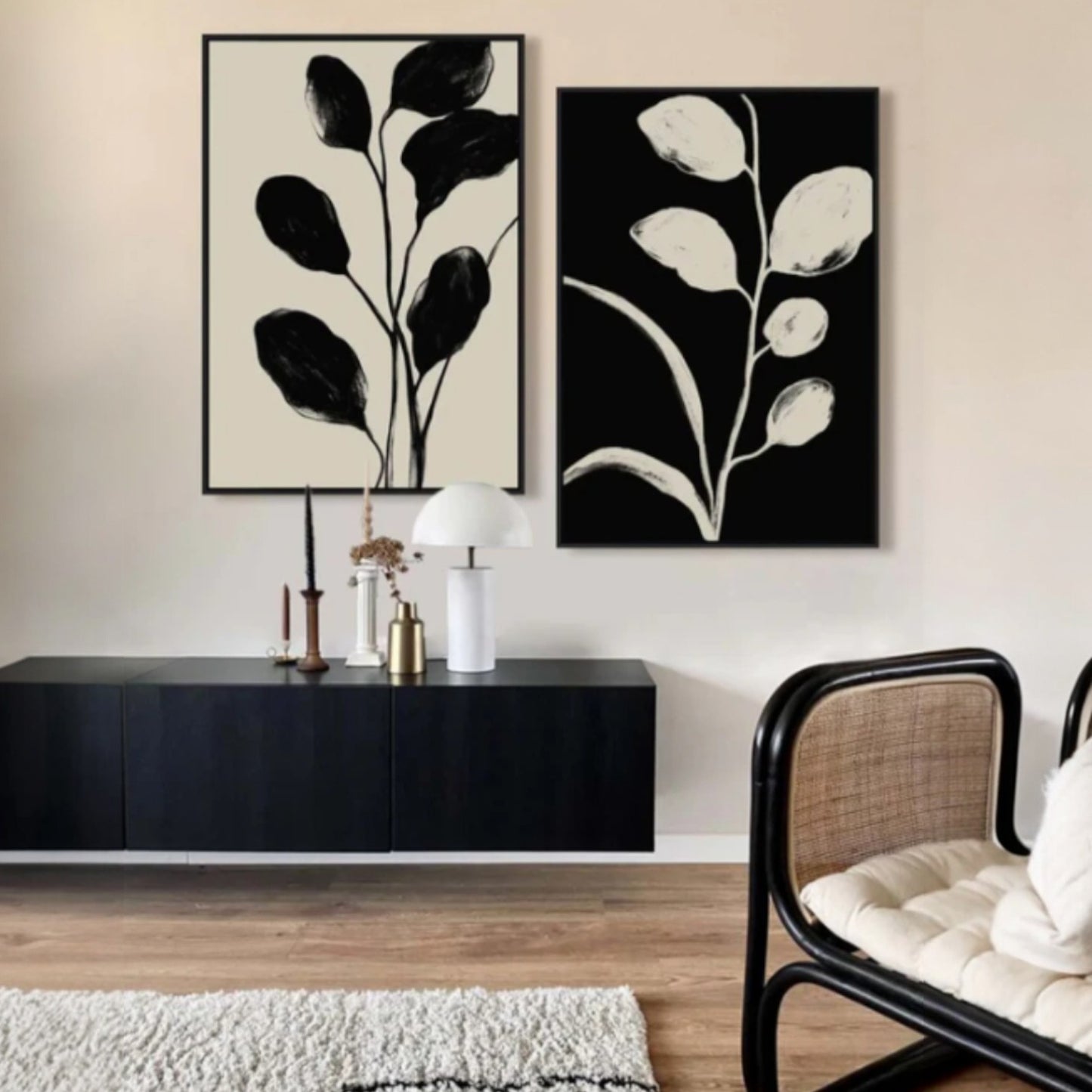 Modern Botanical Framed Canvas (Set of 2)