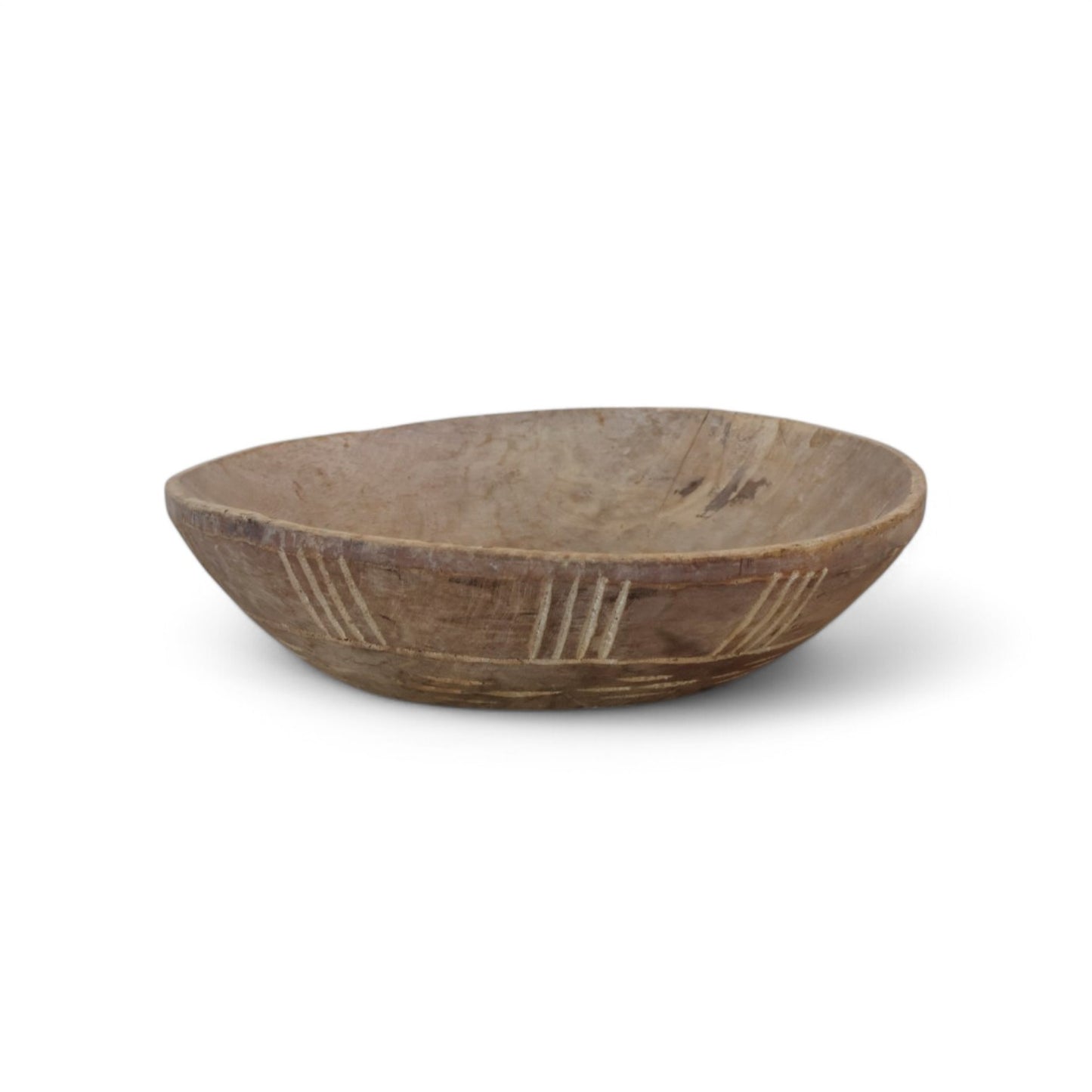 Vintage Indian Teak Wood Parat Washed Bowl