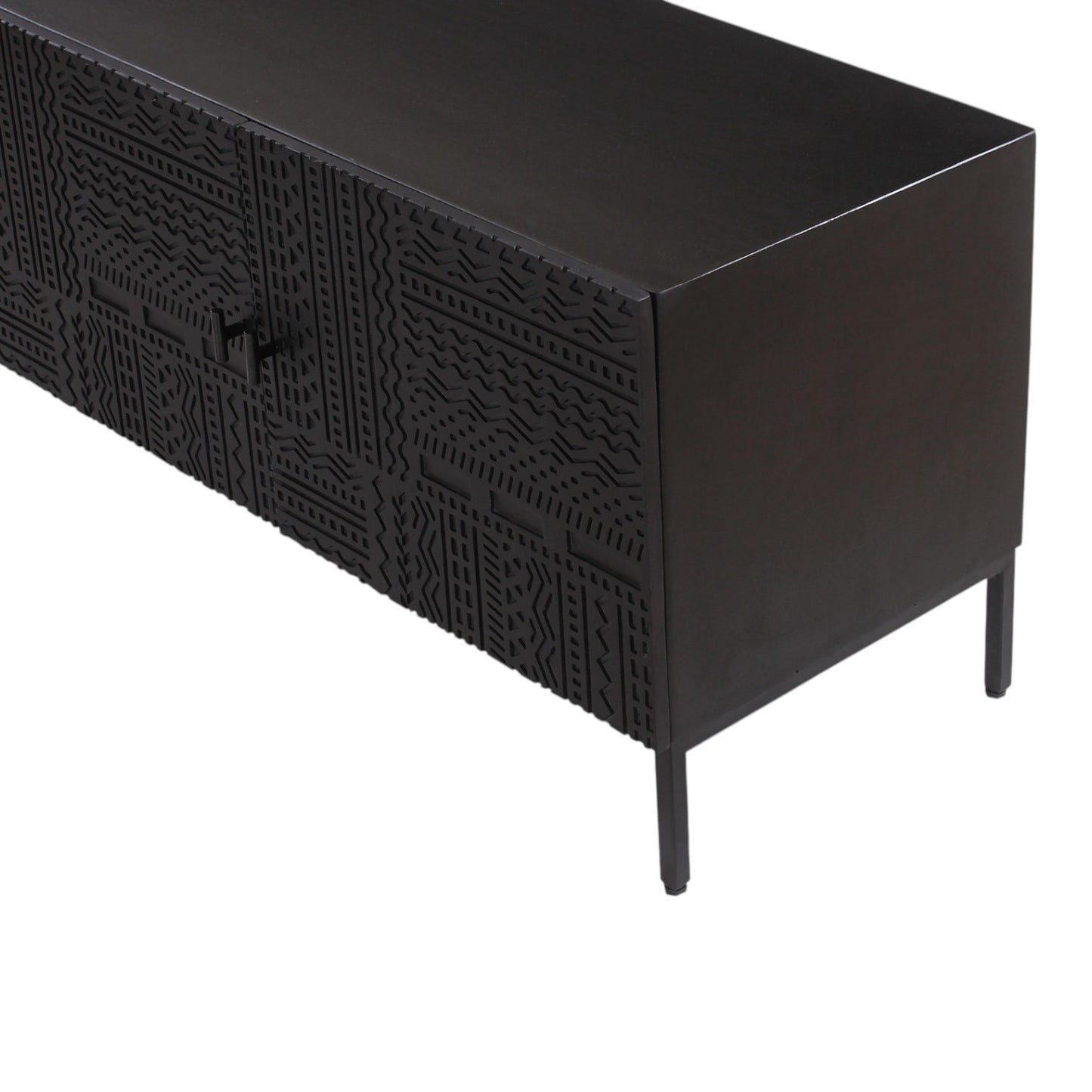 Rare Carved Black Entertainment/TV Unit