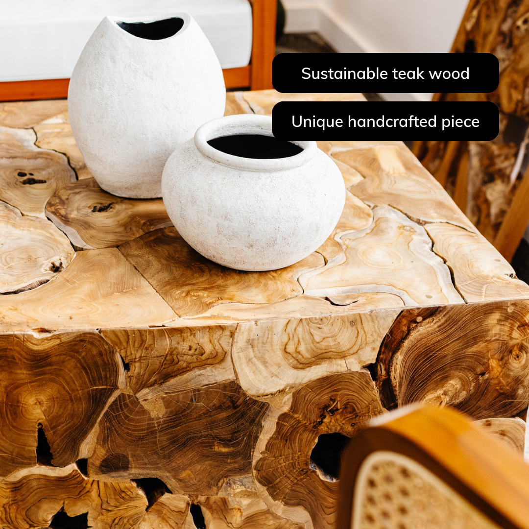 Accent Teak Slice Table Cube