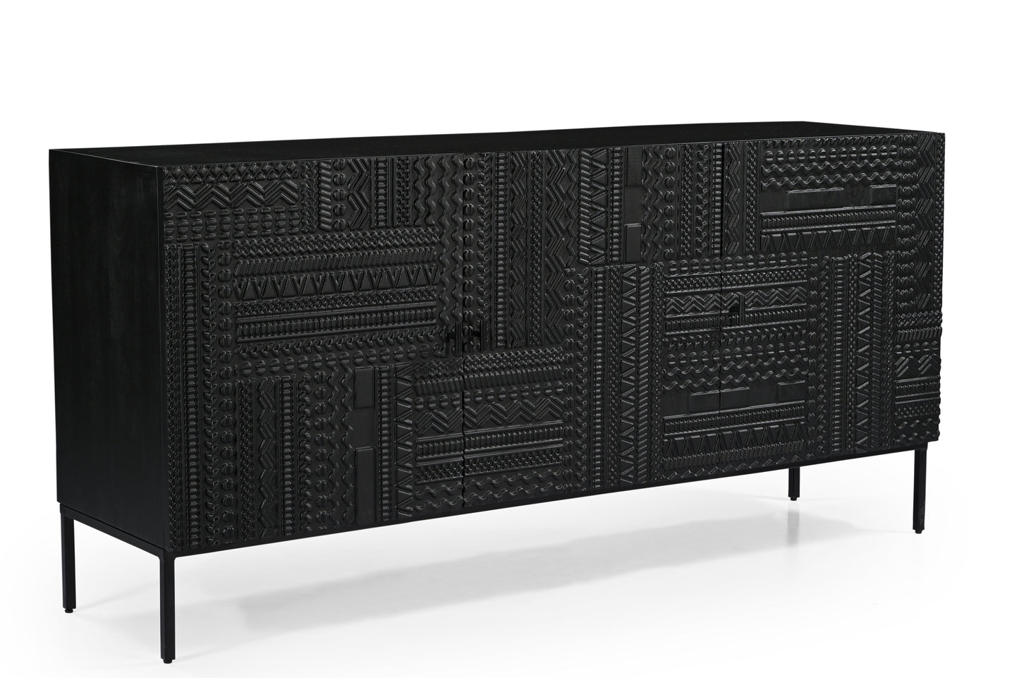 Rare Carved Black Sideboard