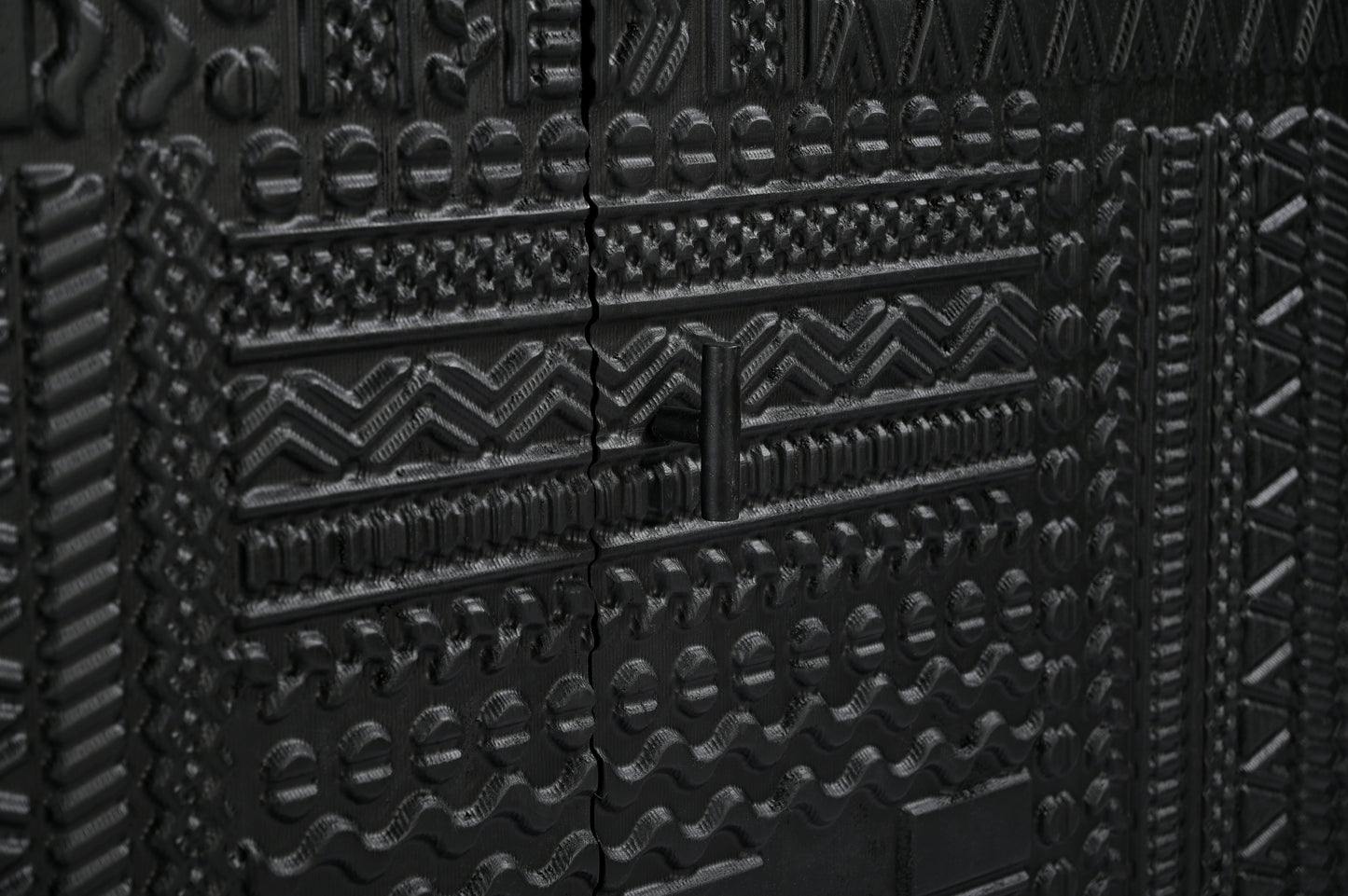 Rare Carved Black Sideboard