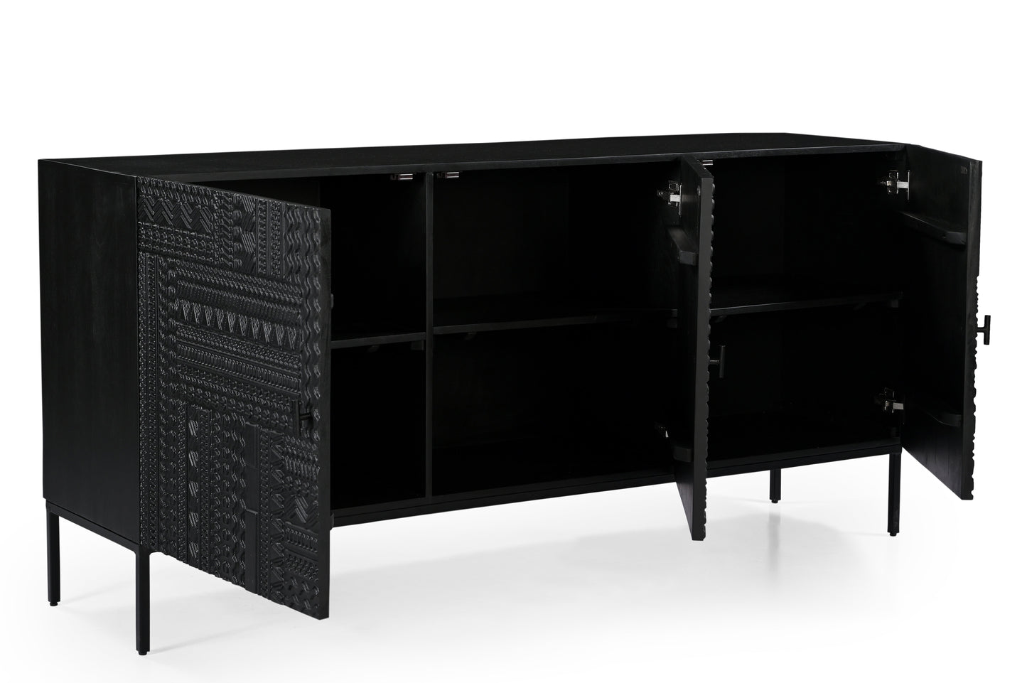 Rare Carved Black Sideboard