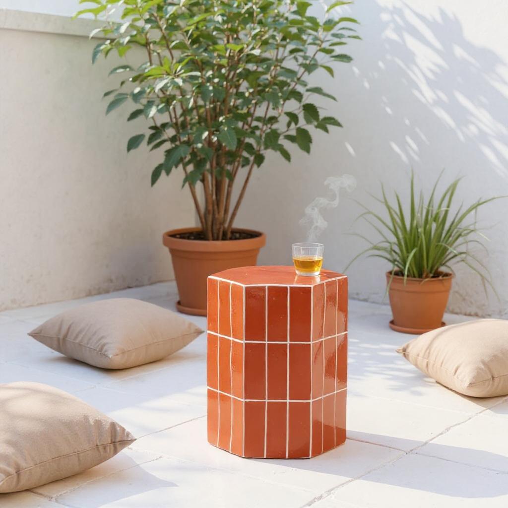 Seidler Stool & Side Table-Rust