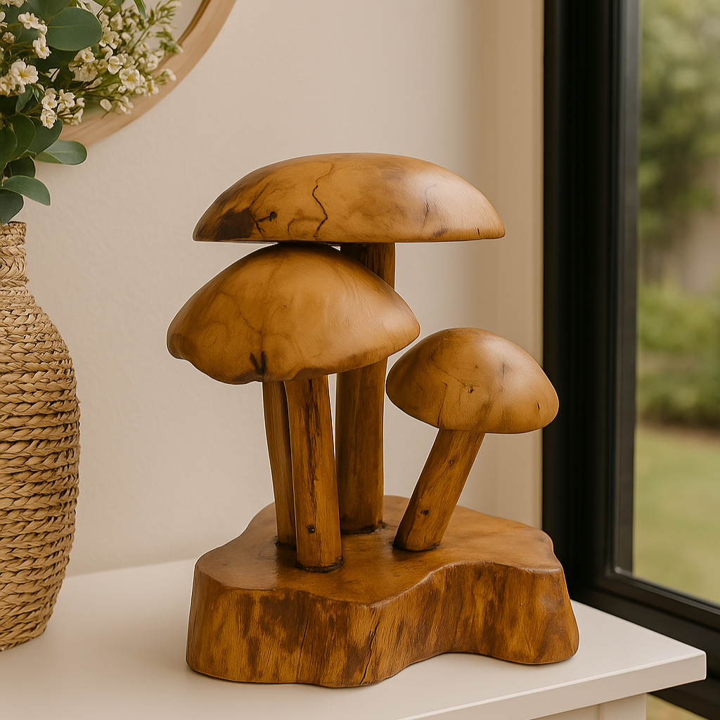 Solid Wood Sculpture Mushroom