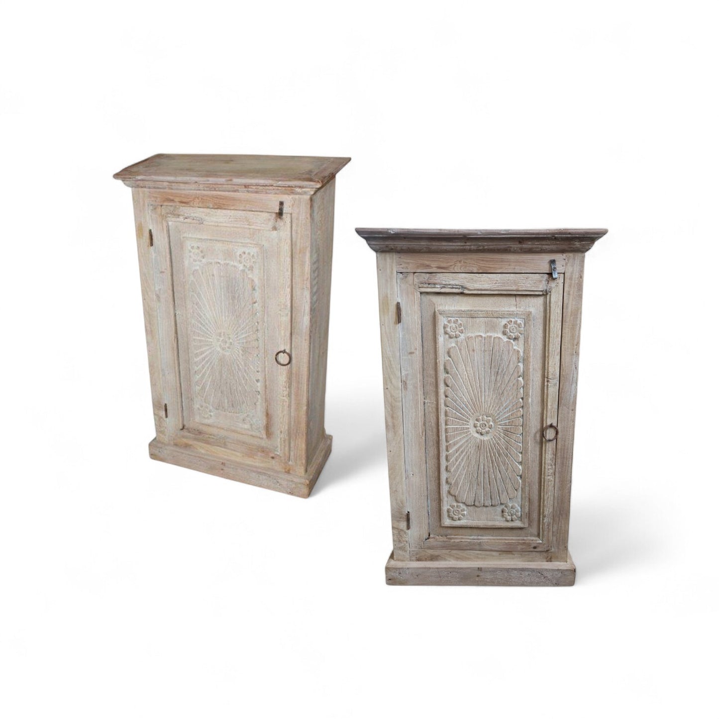 Vinatge Indian Teak Almirah Side Table (Set of 2)
