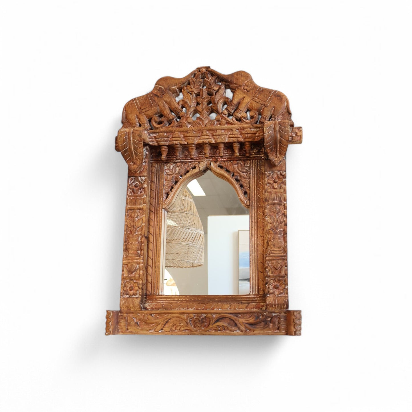 Vintage Indian Hancarved Mirror Single