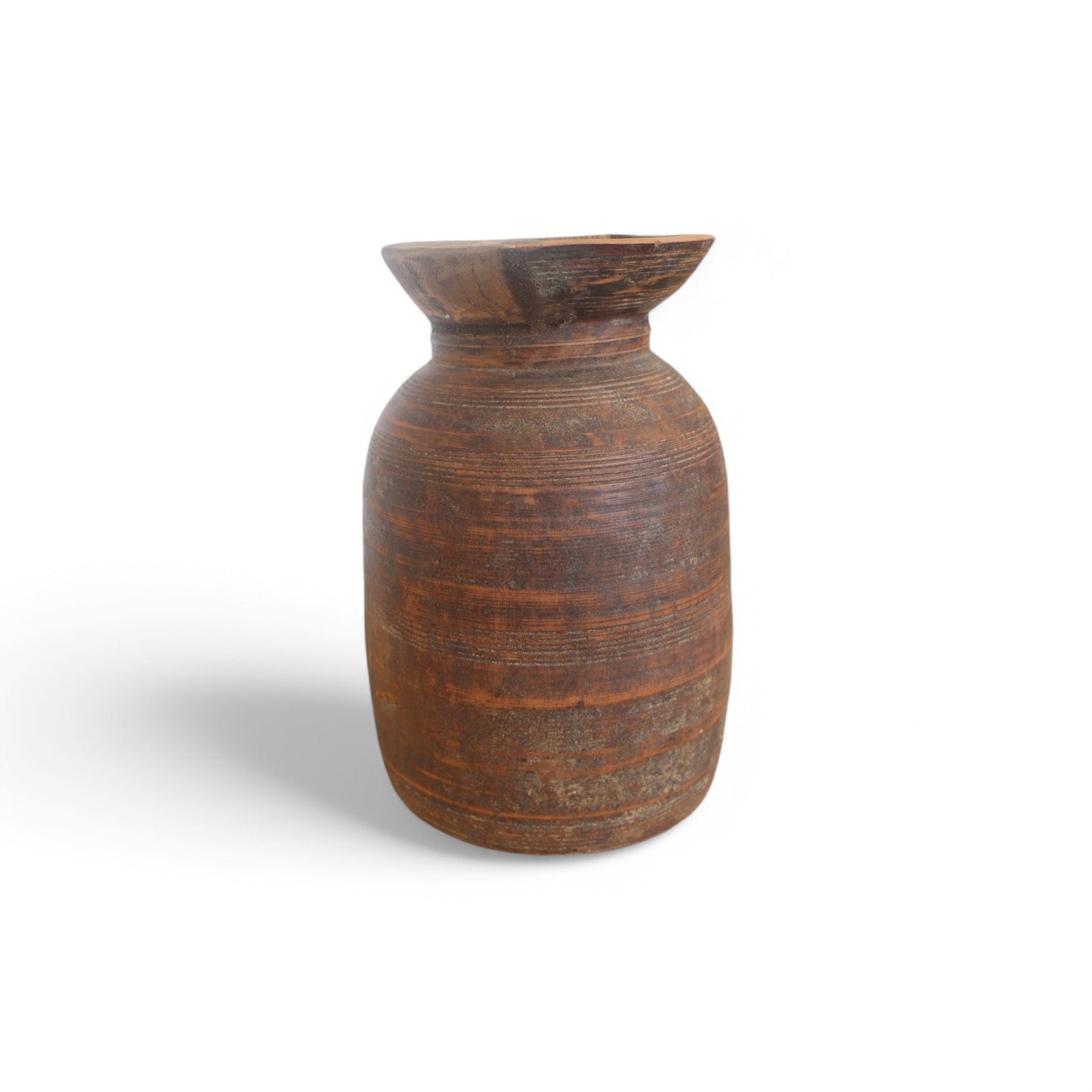 Vintage Indian Teak Wood Pot