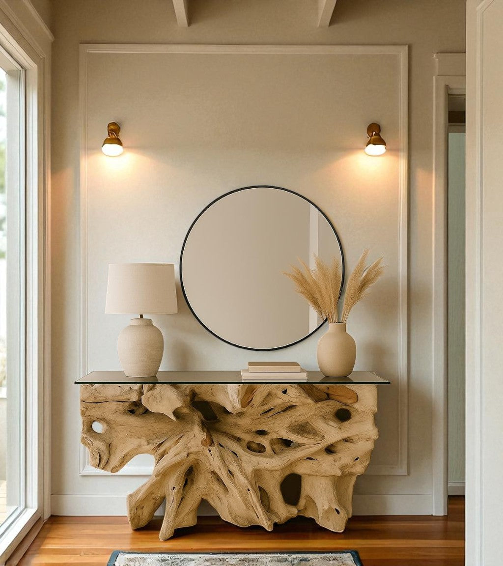 Galaxy Teak Root Console with Glass 1