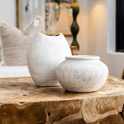 White Rustic Oval Vase