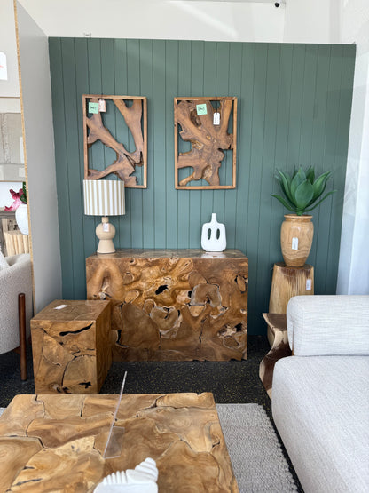 Accent Teak Slice Console Table