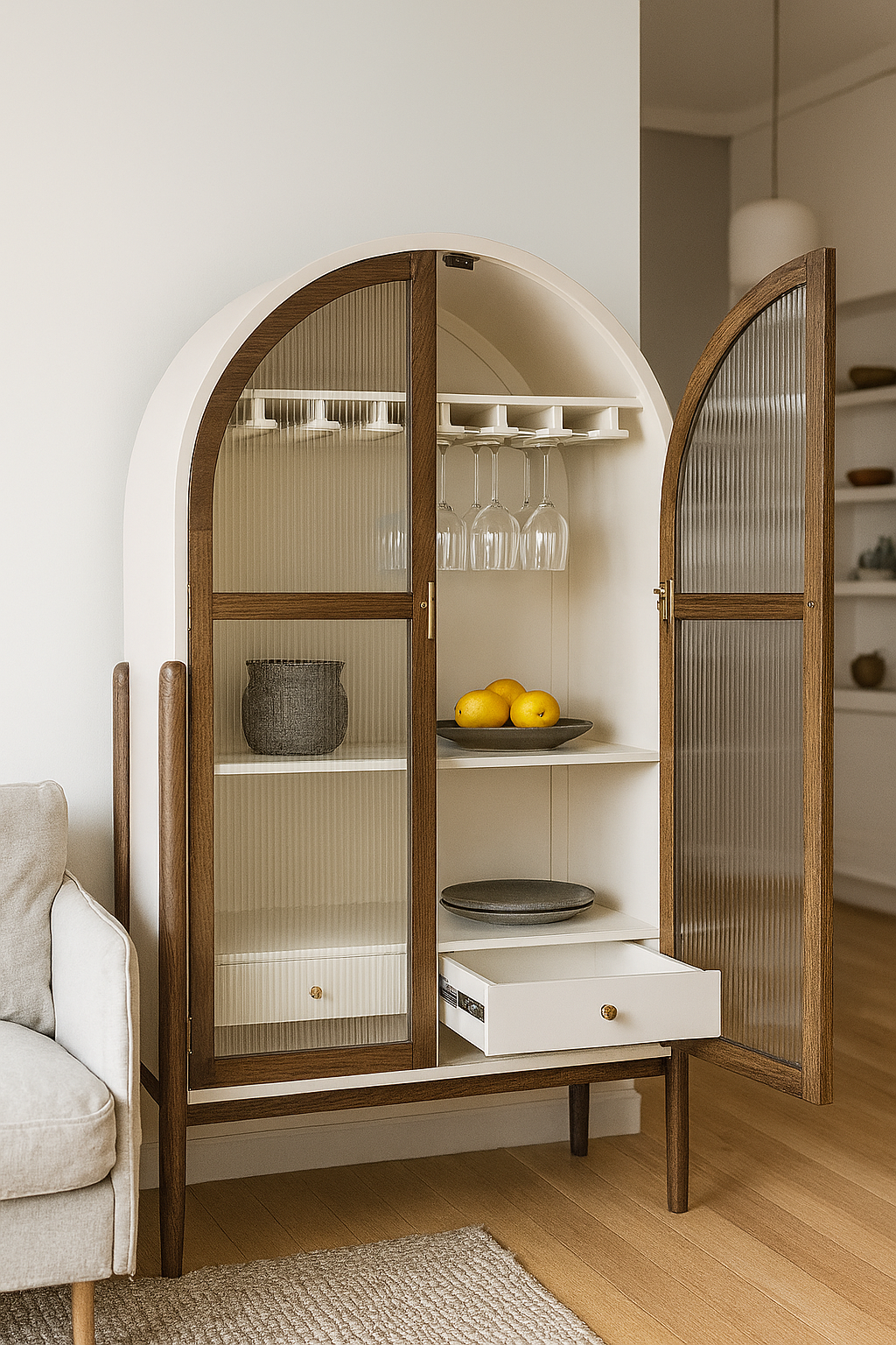 Concrete Finish Genuine Timber Wine Cabinet