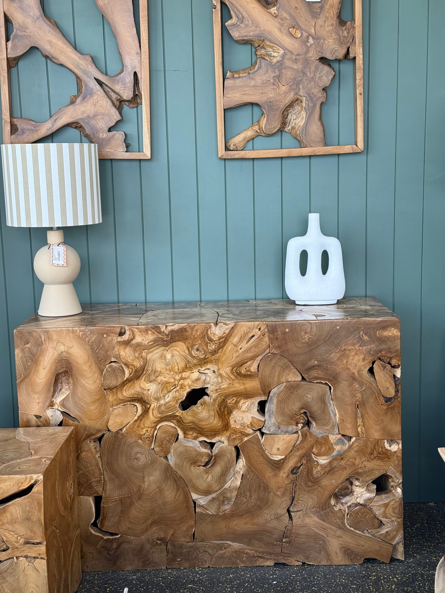 Accent Teak Slice Console Table