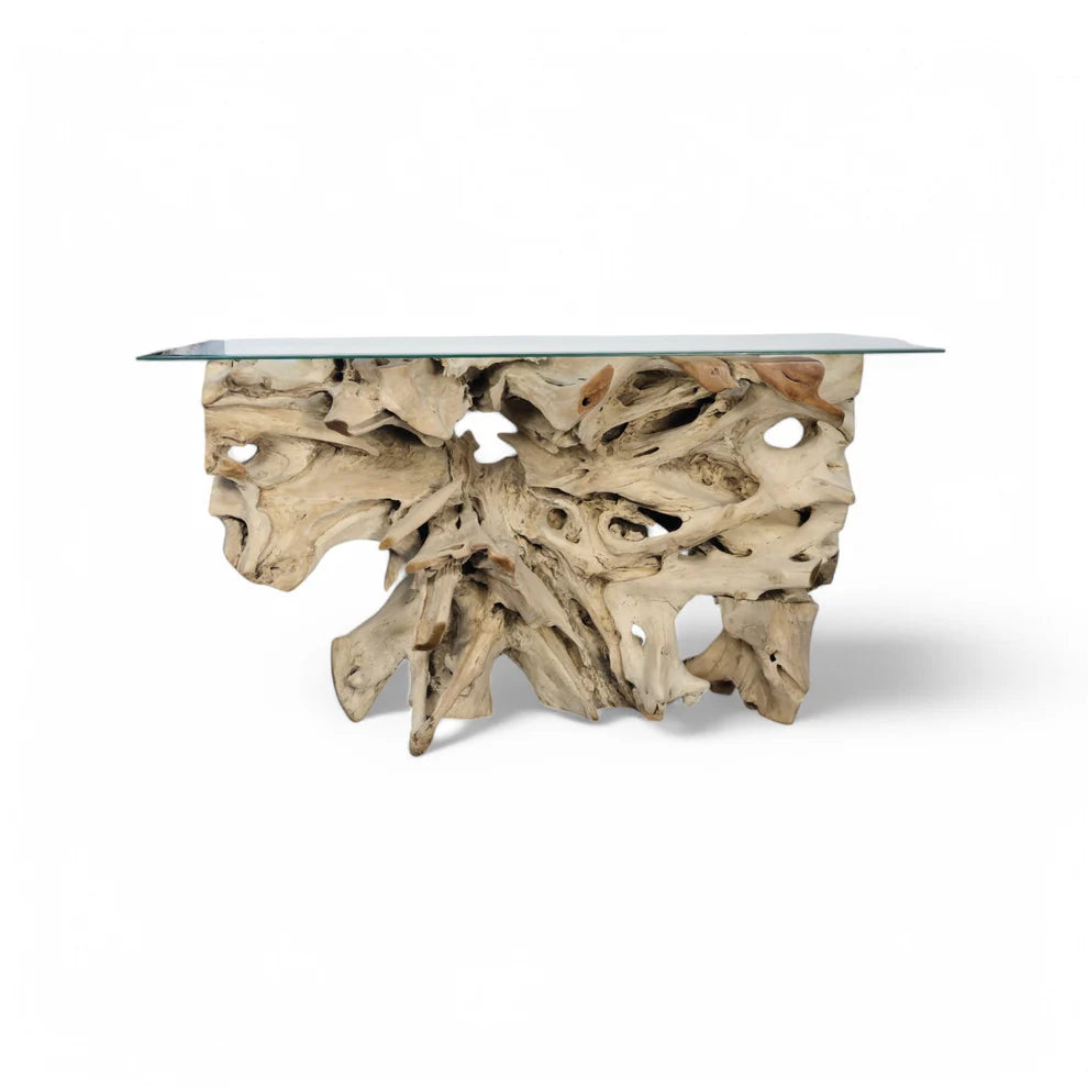 Galaxy Teak Root Console with Glass 1