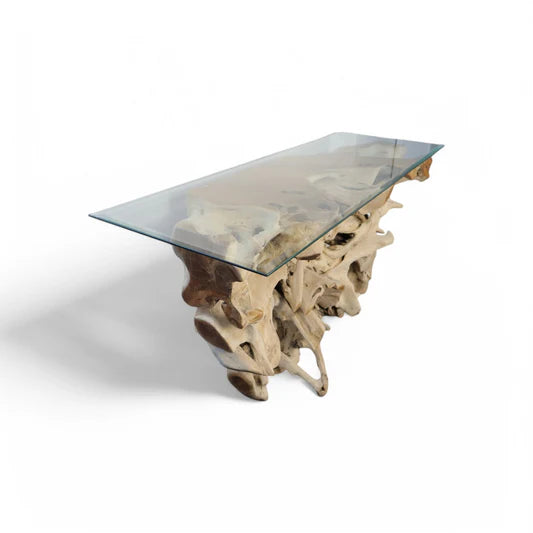Galaxy Teak Root Console with Glass 1