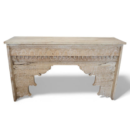 Handcarved Console Table Washed