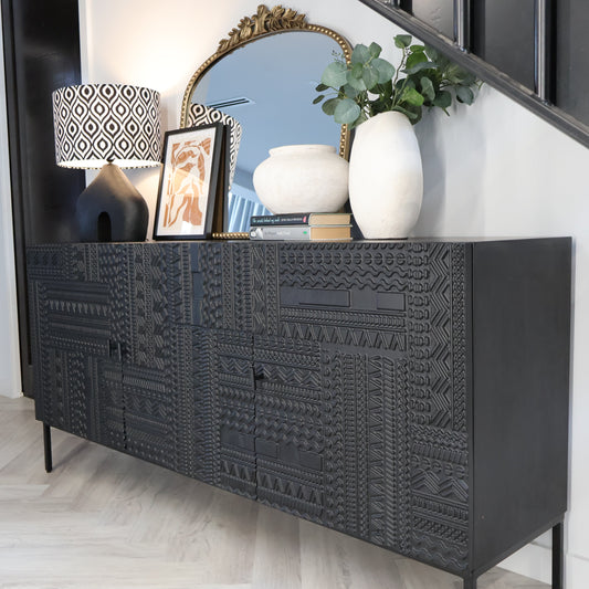 Carved Black Sideboard