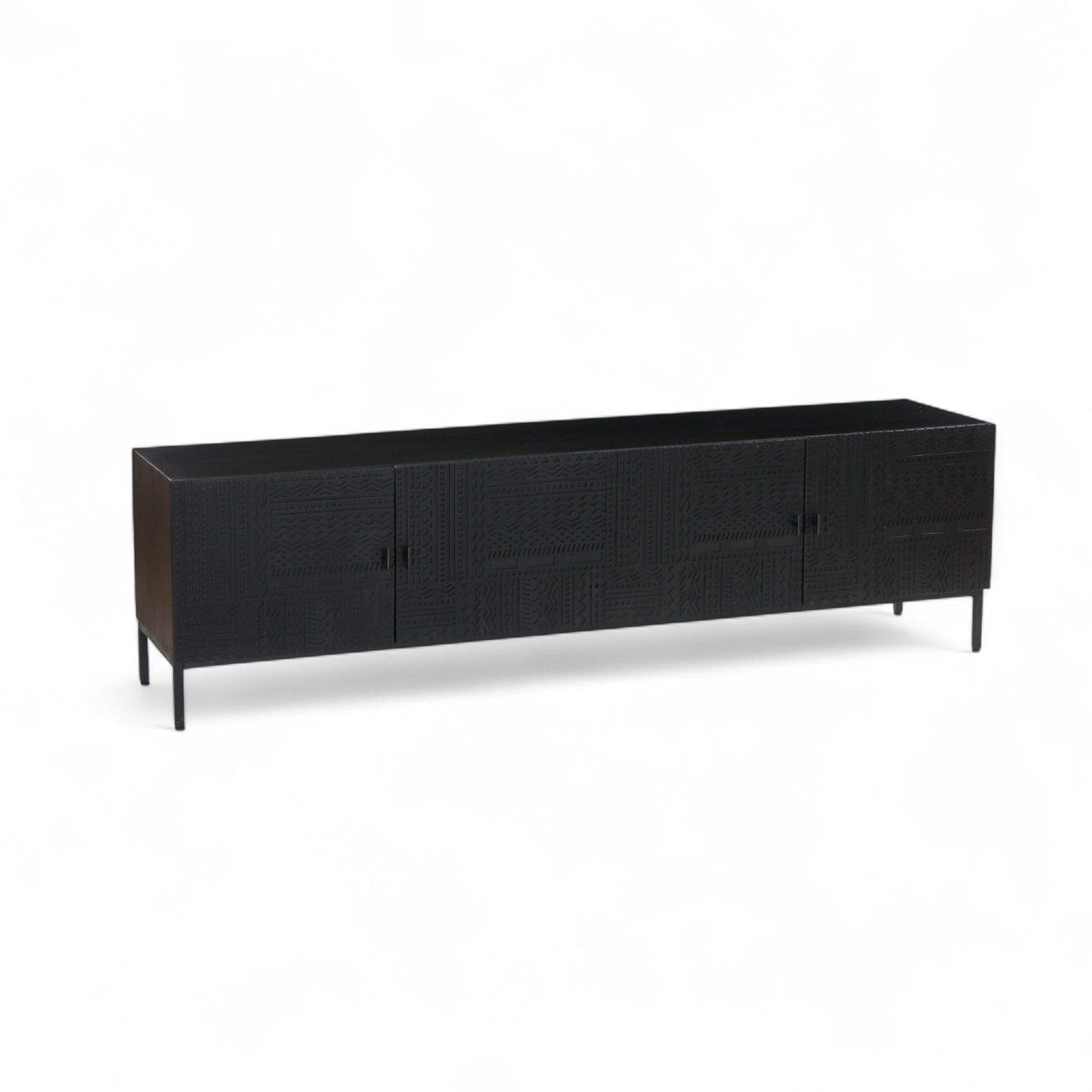 Rare Carved Black Entertainment/TV Unit
