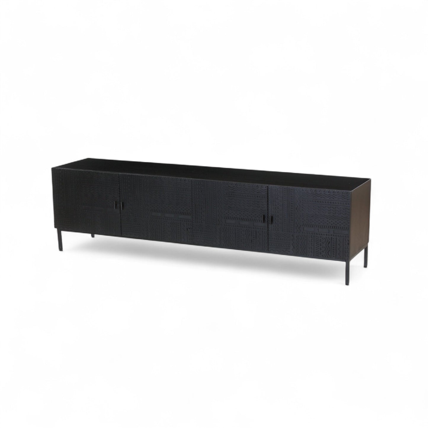 Rare Carved Black Entertainment/TV Unit