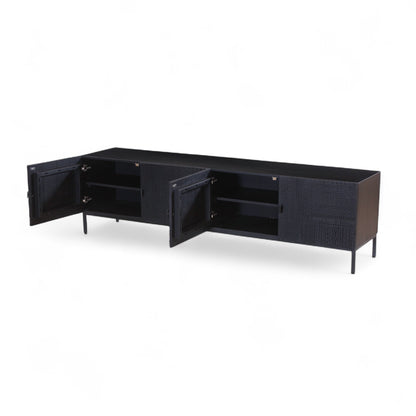 Rare Carved Black Entertainment/TV Unit