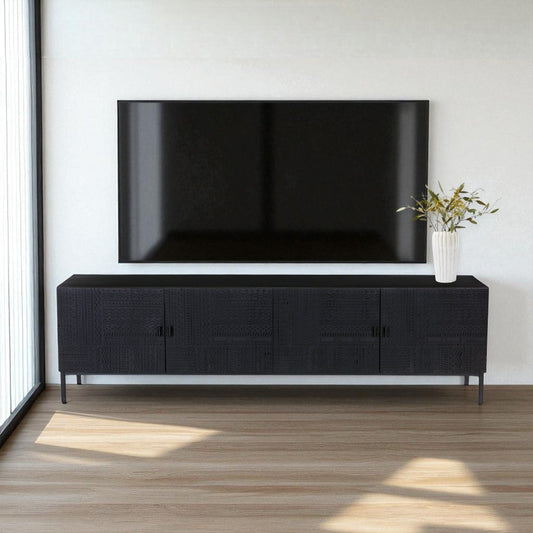 Rare Carved Black Entertainment/TV Unit