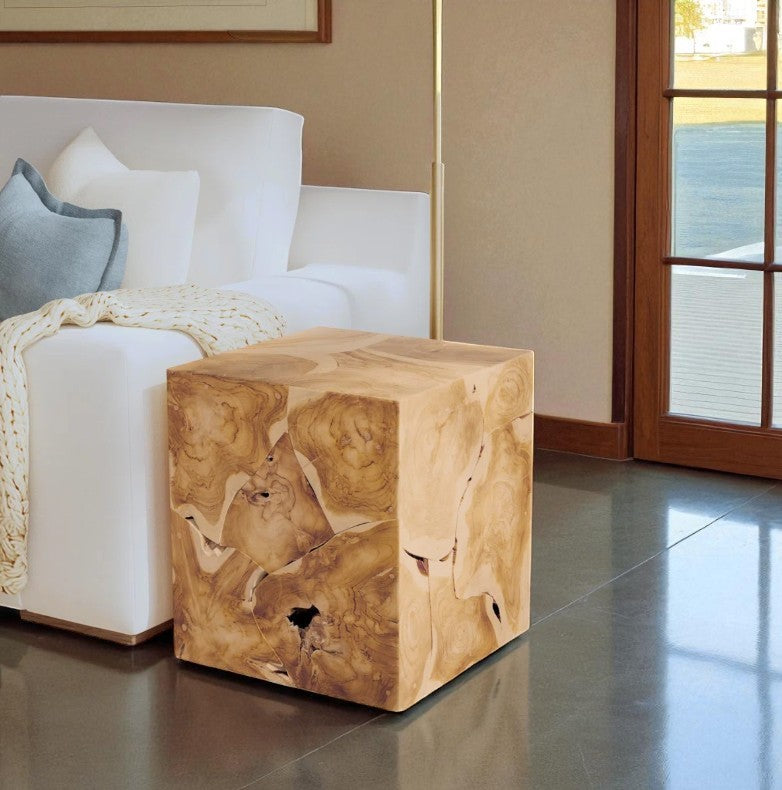 Accent Teak Slice Table Cube