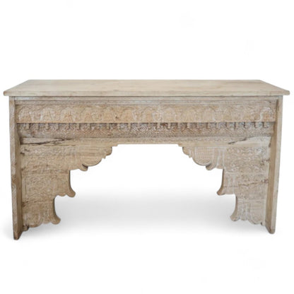 Handcarved Console Table Washed