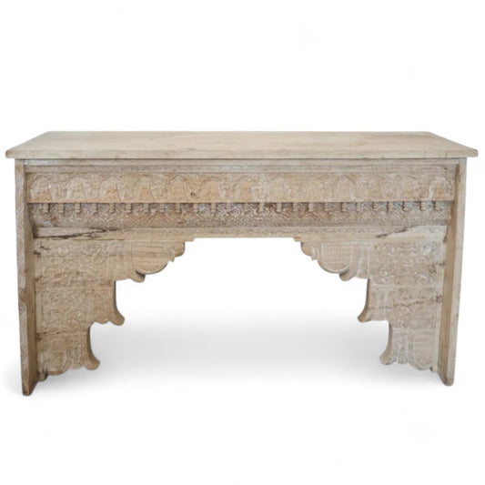 Handcarved Console Table Washed